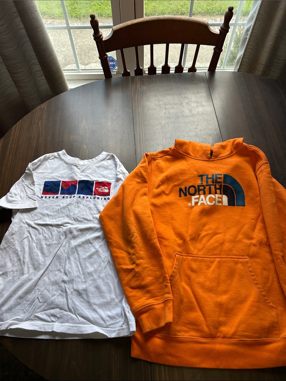 The North Face Orange Kids Pullover Hoodie plus Tshirt boys size 10-12 M